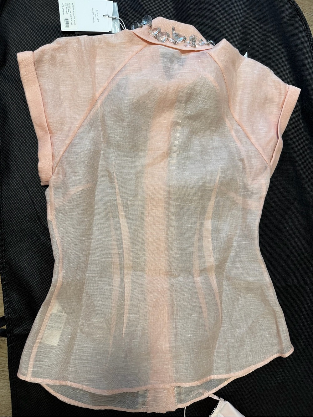 Zimmermann Matchmaker Embellished Pink Short-Sleeve Top - NWT - AU0/US4 - Picture 9 of 10